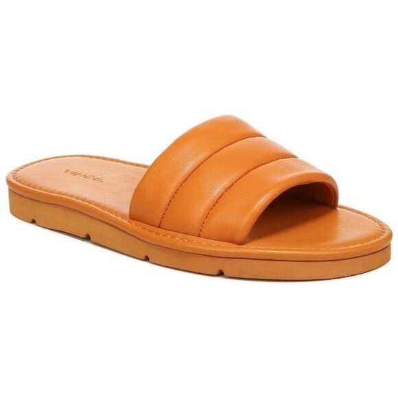 NWT Vince Olina Quilted Slide Sandals Burnt Orange 5.5 - Picture 1 of 8